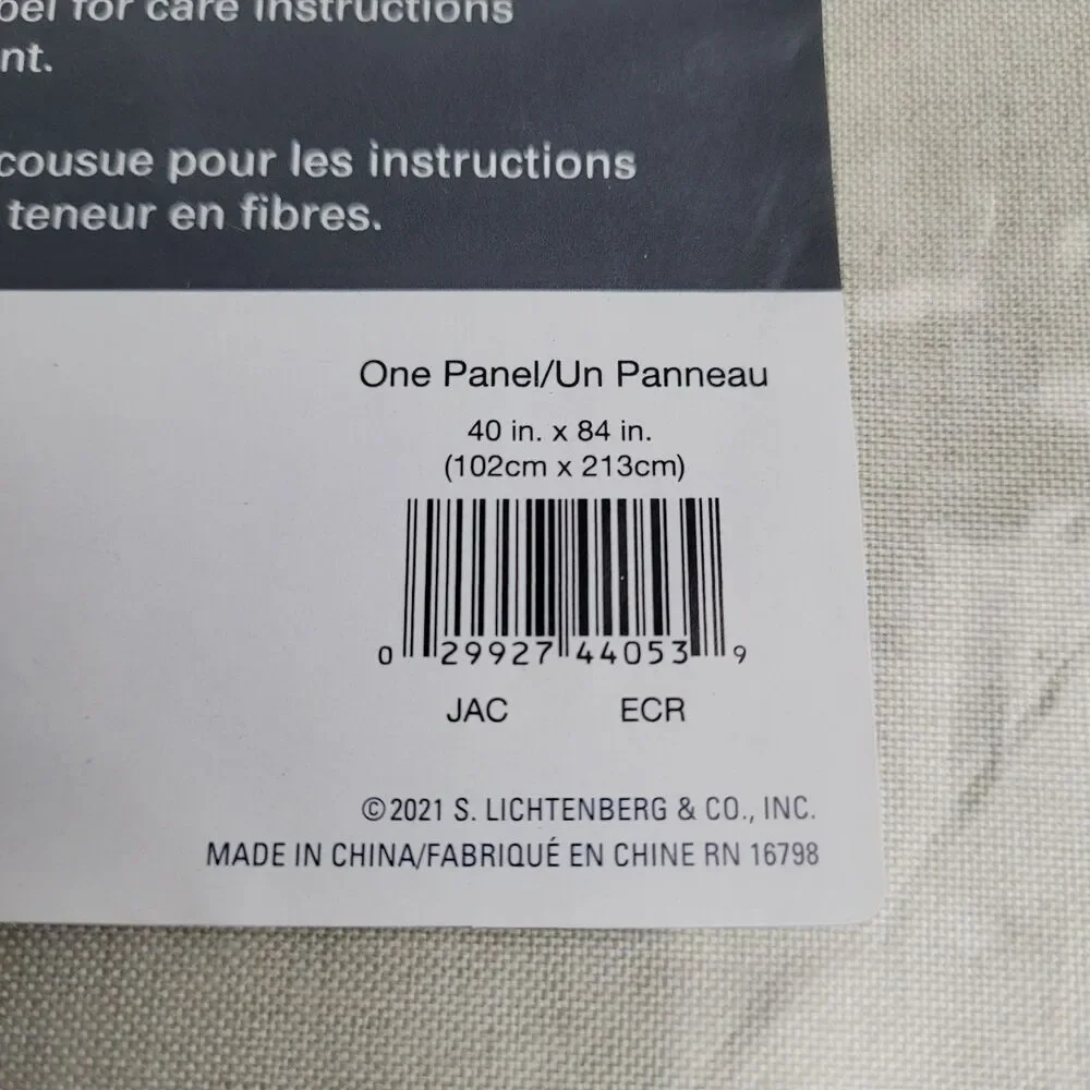 NEW No. 918 Lichtenberg Ecru Jacob One Panel Curtain 40 x 84 inch . #BT1